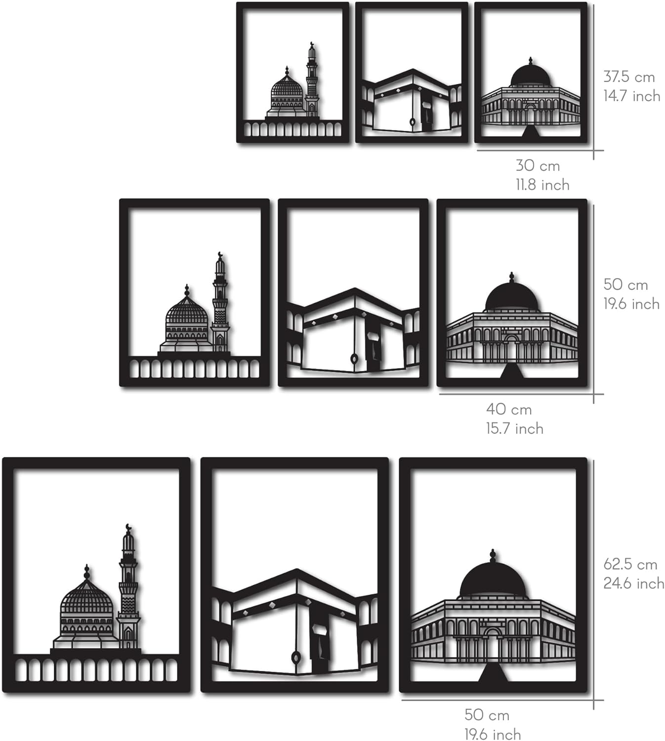 Masjid Al Aqsa, Masjid Al-Haram & Masjid An-Nabawi Islamic Wall Art