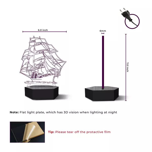 Pirate Ship 3D Illusion Lamp