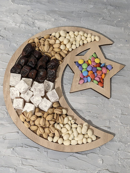 Personalized Crescent Moon Star Tray | Customized Ramadan Tray | Eid Tray I Eid Mubarak I Ramadan Mubarak